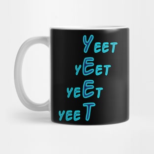 Yeet acronym in blue text Mug